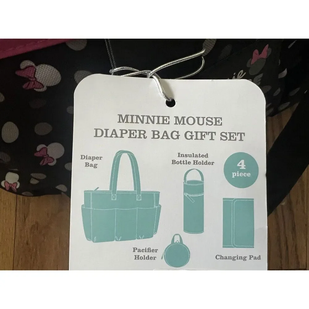Disney Minnie Mouse Diaper Bag Set of 4 Pieces- NEW with Tags
